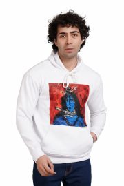 Lord Shiva Print Hoody Men ( white )