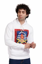 Lord Shiva Print Hoody Men ( white )